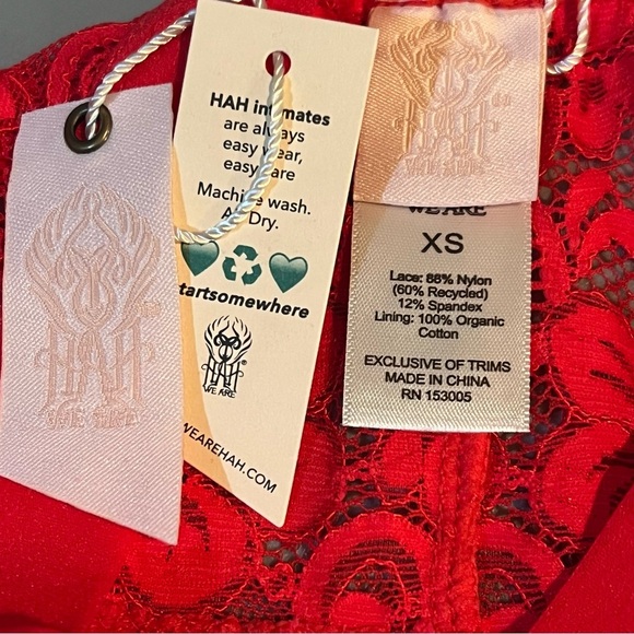 NWT $58 Free People X HAH Spin Me Panties XS Siren Red Lace X-Small High Rise - Picture 7 of 11